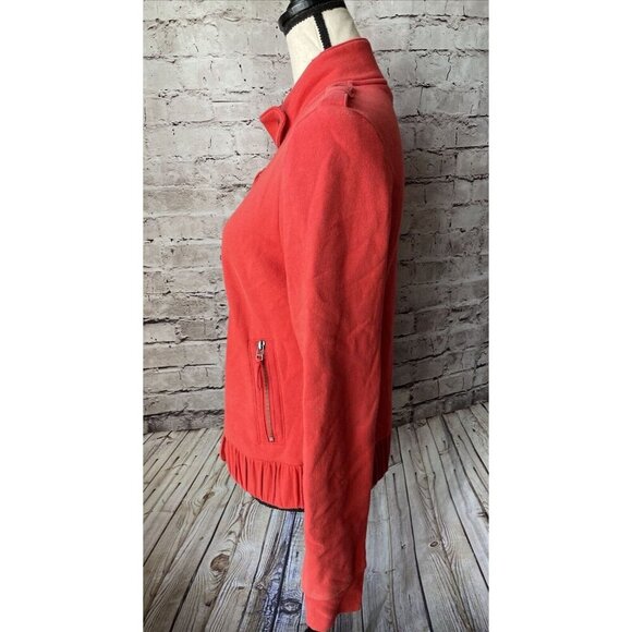 Harley Davidson Women’s Orange Zip Fleece Jacket Womens M Biker Casual - Picture 2 of 5